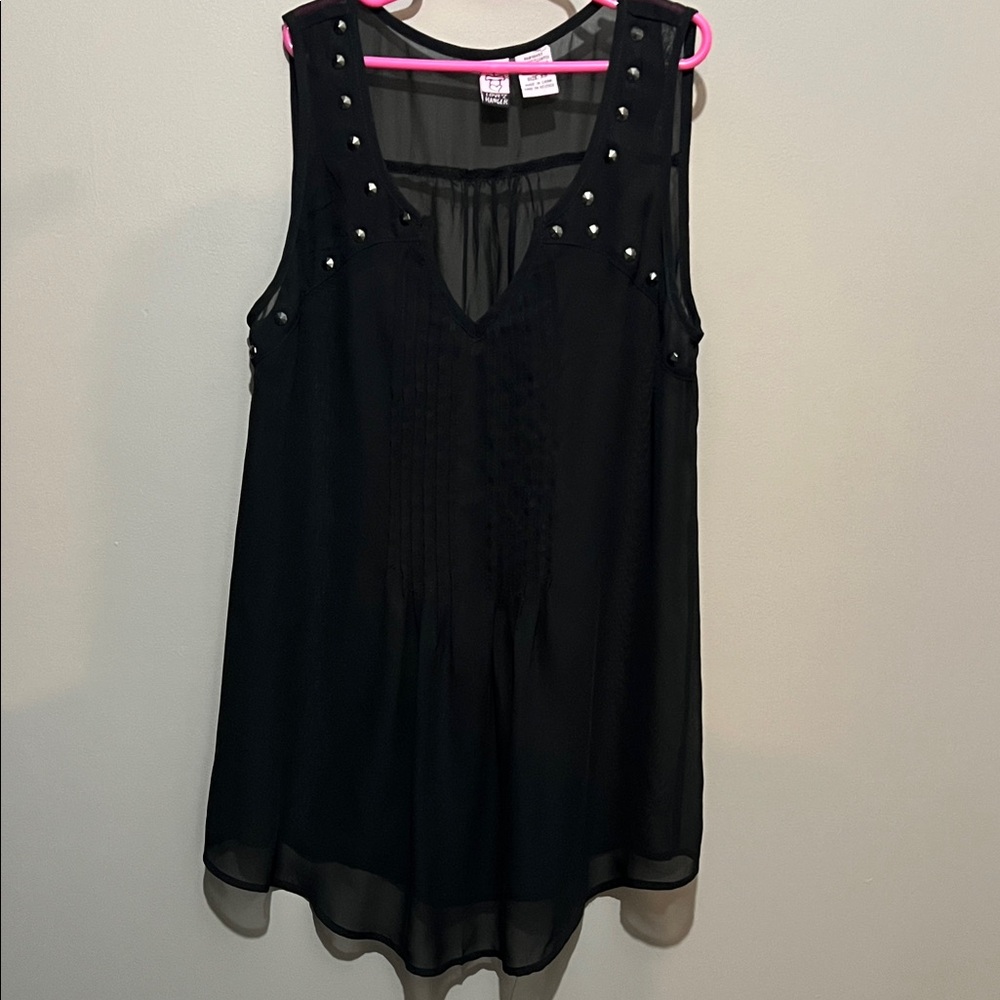(3 for $30) Black Sheer Tank Top with Stud Details